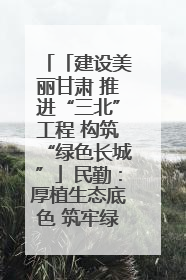 「建设美丽甘肃 推进“三北”工程 构筑“绿色长城”」民勤：厚植生态底色 筑牢绿色屏障