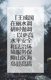 王成国在丽水调研时强调：以更高水平安全和法治环境服务保障山区海岛县高质量发展