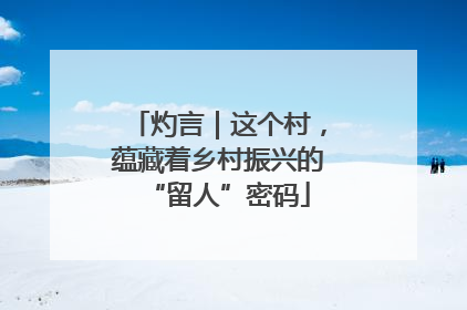 灼言｜这个村，蕴藏着乡村振兴的“留人”密码