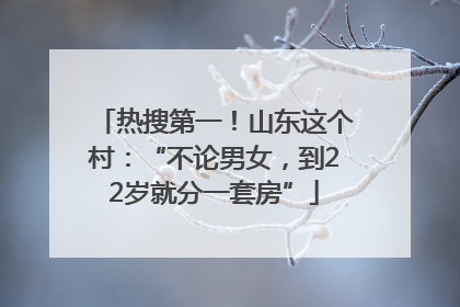 热搜第一！山东这个村：“不论男女，到22岁就分一套房”