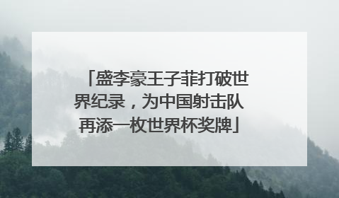 盛李豪王子菲打破世界纪录，为中国射击队再添一枚世界杯奖牌