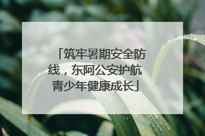 筑牢暑期安全防线，东阿公安护航青少年健康成长