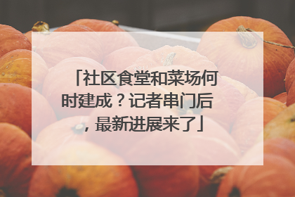 社区食堂和菜场何时建成？记者串门后，最新进展来了