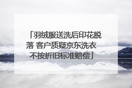 羽绒服送洗后印花脱落 客户质疑京东洗衣不按折旧标准赔偿