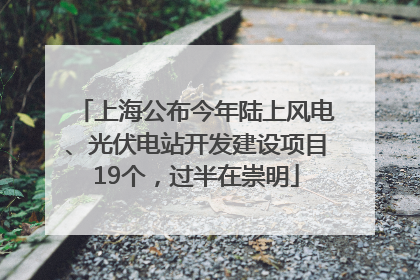 上海公布今年陆上风电、光伏电站开发建设项目19个，过半在崇明