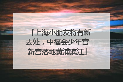 上海小朋友将有新去处，中福会少年宫新宫落地黄浦滨江