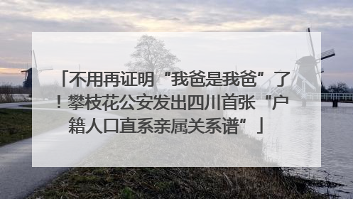 不用再证明“我爸是我爸”了！攀枝花公安发出四川首张“户籍人口直系亲属关系谱”