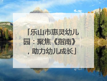 乐山市惠灵幼儿园：聚焦《指南》，助力幼儿成长