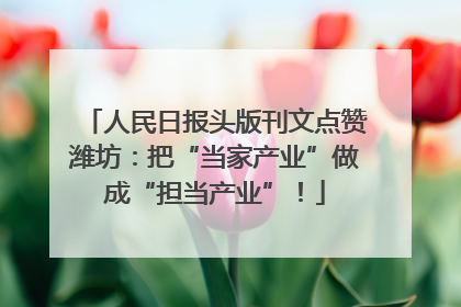 人民日报头版刊文点赞潍坊：把“当家产业”做成“担当产业”！