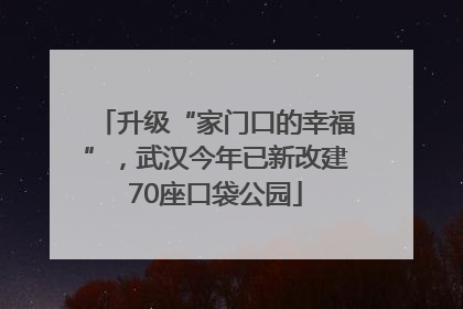 升级“家门口的幸福”，武汉今年已新改建70座口袋公园