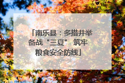 南乐县：多措并举备战“三夏” 筑牢粮食安全防线
