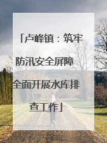 卢峰镇：筑牢防汛安全屏障 全面开展水库排查工作