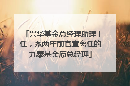 兴华基金总经理助理上任，系两年前官宣离任的九泰基金原总经理