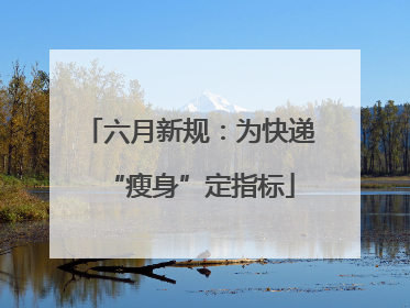 六月新规：为快递“瘦身”定指标