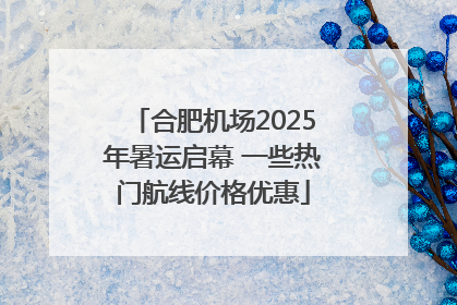 合肥机场2025年暑运启幕 一些热门航线价格优惠