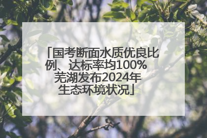 国考断面水质优良比例、达标率均100% 芜湖发布2024年生态环境状况