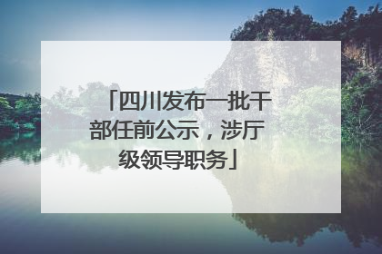 四川发布一批干部任前公示，涉厅级领导职务