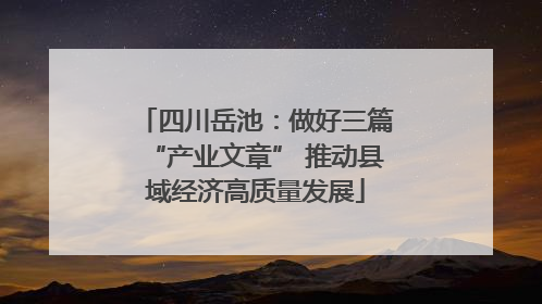 四川岳池：做好三篇“产业文章” 推动县域经济高质量发展
