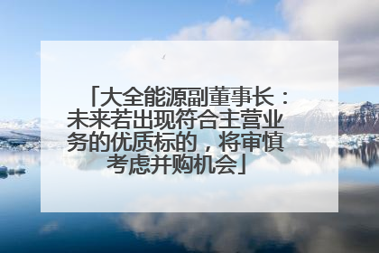 大全能源副董事长：未来若出现符合主营业务的优质标的，将审慎考虑并购机会