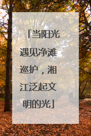 当阳光遇见净滩巡护，湘江泛起文明的光