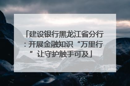 建设银行黑龙江省分行：开展金融知识“万里行”让守护触手可及