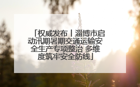 权威发布丨淄博市启动汛期暑期交通运输安全生产专项整治 多维度筑牢安全防线