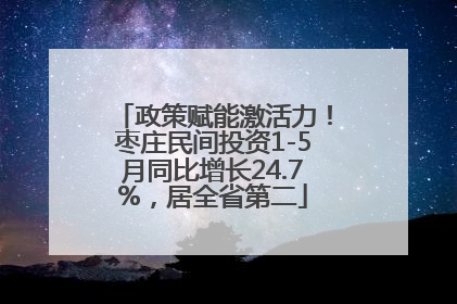 政策赋能激活力！枣庄民间投资1-5月同比增长24.7%，居全省第二