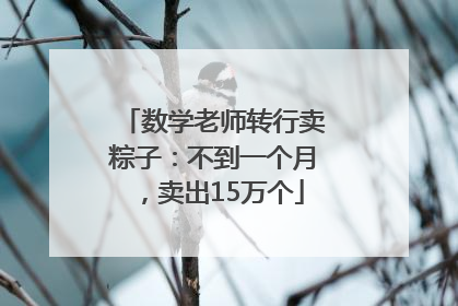 数学老师转行卖粽子：不到一个月，卖出15万个