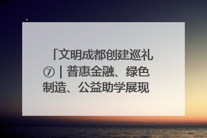 文明成都创建巡礼⑦｜普惠金融、绿色制造、公益助学展现城市文明底色