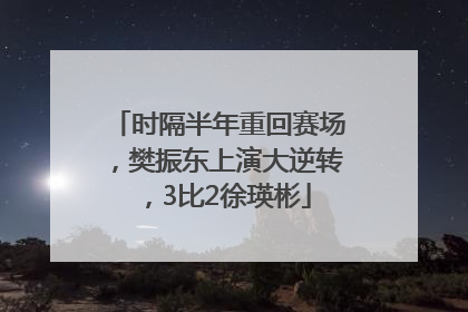 时隔半年重回赛场，樊振东上演大逆转，3比2徐瑛彬