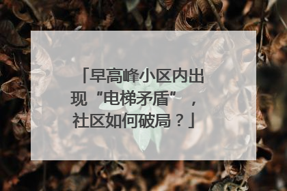 早高峰小区内出现“电梯矛盾”，社区如何破局？
