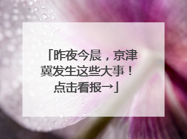 昨夜今晨，京津冀发生这些大事！点击看报→