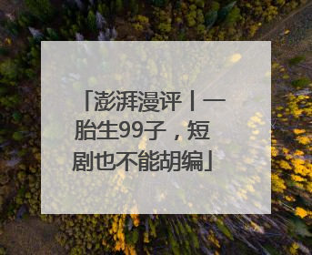 澎湃漫评丨一胎生99子，短剧也不能胡编