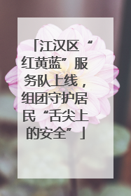 江汉区“红黄蓝”服务队上线，组团守护居民“舌尖上的安全”