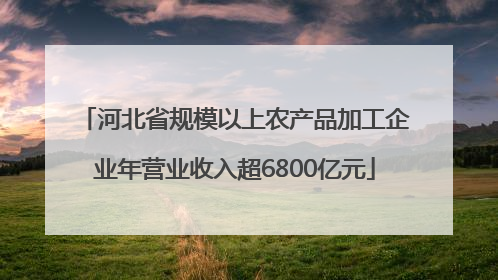 河北省规模以上农产品加工企业年营业收入超6800亿元