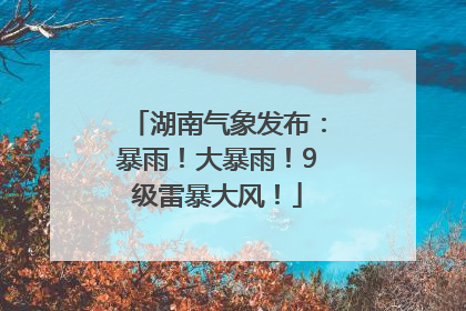 湖南气象发布：暴雨！大暴雨！9级雷暴大风！