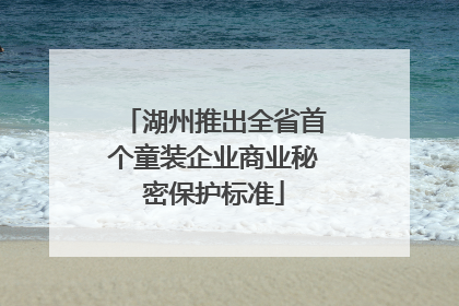 湖州推出全省首个童装企业商业秘密保护标准