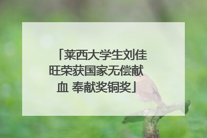 莱西大学生刘佳旺荣获国家无偿献血 奉献奖铜奖