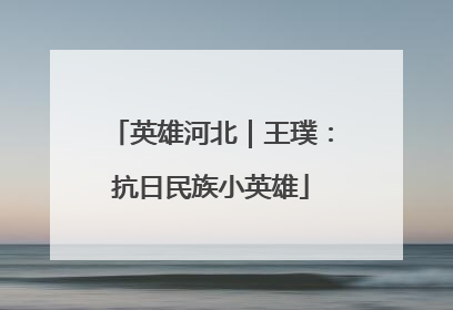 英雄河北｜王璞：抗日民族小英雄