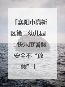 襄阳市高新区第二幼儿园：快乐度暑假 安全不“放假”