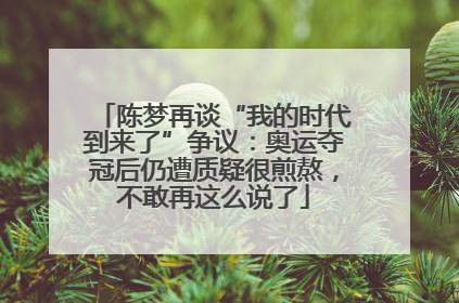 陈梦再谈“我的时代到来了”争议：奥运夺冠后仍遭质疑很煎熬，不敢再这么说了