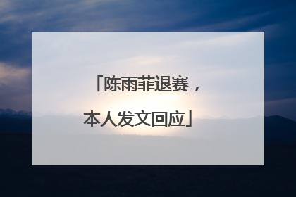 陈雨菲退赛，本人发文回应