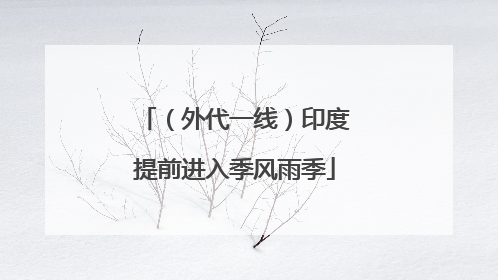 （外代一线）印度提前进入季风雨季