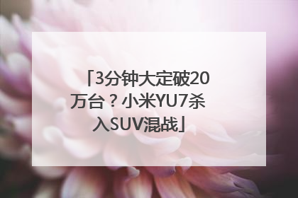 3分钟大定破20万台？小米YU7杀入SUV混战