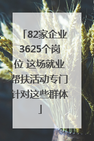 82家企业3625个岗位 这场就业帮扶活动专门针对这些群体